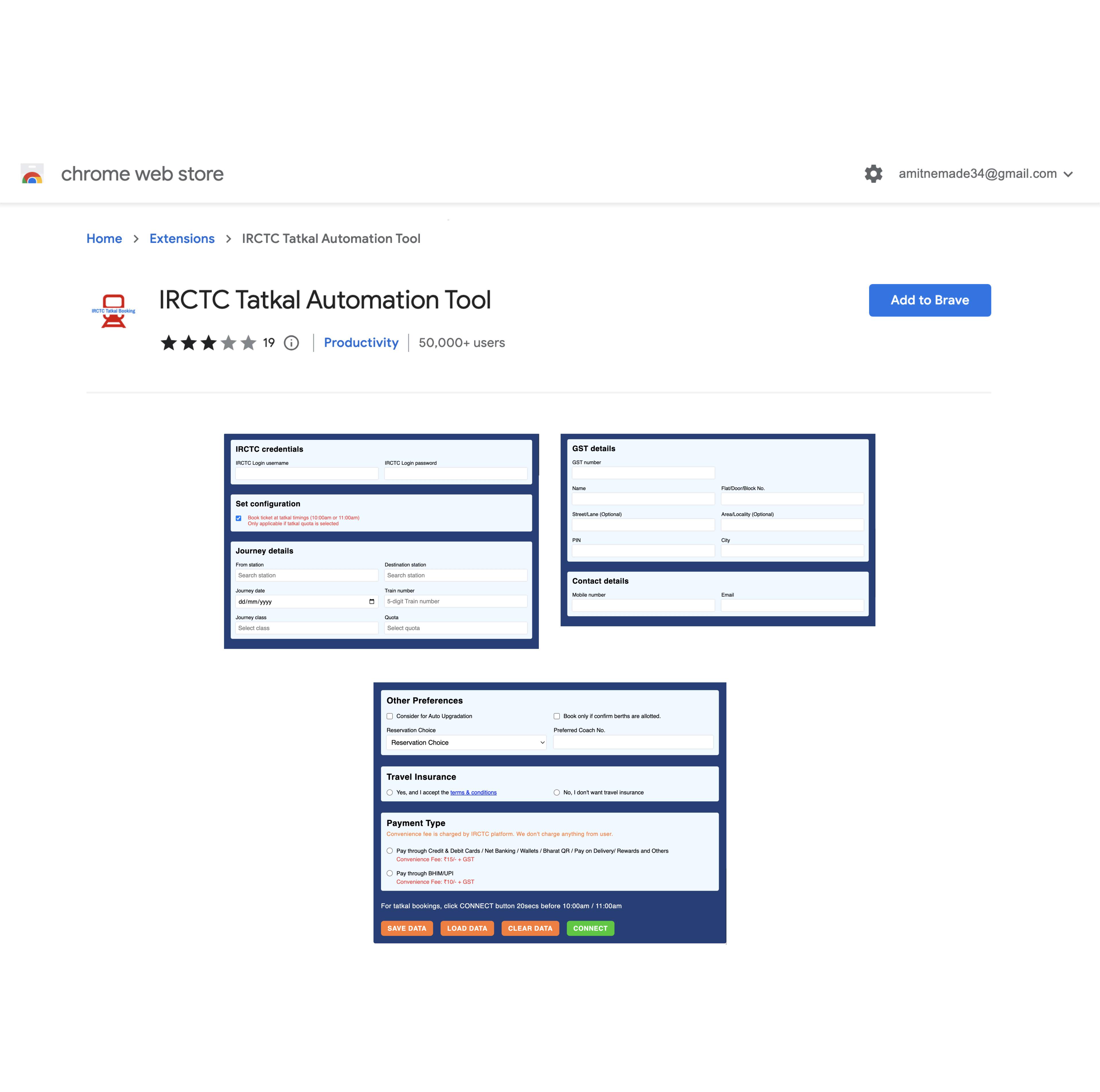 IRCTC Tatkal Autofill Extension